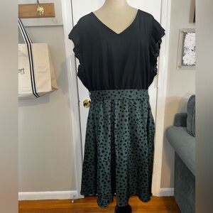 Women’s black and green polka dot dress by Bloom Chic